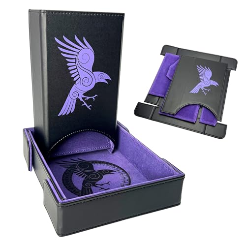 Luck Lab Magnetic Folding Dice Tower & Tray for DND RPG Games, Raven Purple | Version 2.0 Magnets, PU Leather + Felt, Folds Flat, Portable, Quiet Play Dice Roller Tray