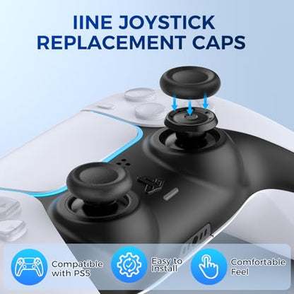 Joystick Replacement Cap Thumb Grips for PS5/PS4 Controller, IINE PS5/PS4 Controller Button Stick Covers, 3D Analog Cap Skin Replacement Part Repair Accessories, 6 PCS