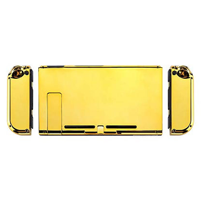eXtremeRate DIY Replacement Shell Buttons for Nintendo Switch, Back Plate for Switch Console, Housing with Full Set Buttons for Joycon Handheld Controller - Chrome Gold [No Electronics Parts] - color: Chrome Gold