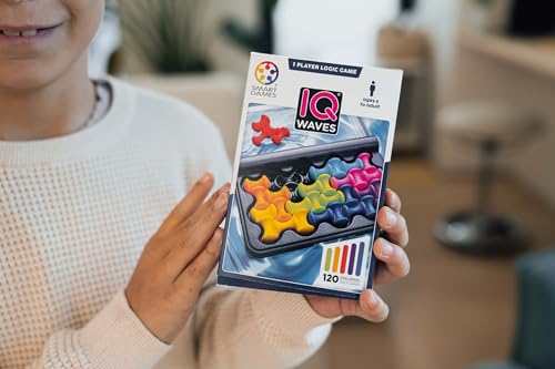 SmartGames IQ Waves | Boost Logic and Problem Solving Skills | 120 Challenges from Easy to Expert | Great for Ages 6 - Adult | A Fun Travel Game in a Portable Case | Unique Soft Touch Game Pieces