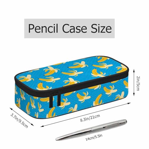 Banana Pencil Holder Bag Yellow Blue Dots Pencil Case College Office Organizer for Teens Adults - color: Banana