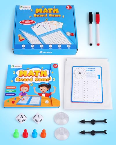 D-FantiX Magnetic Addition Multiplication Game Board | Math Games for Kids 8-12, Math Manipulatives for Elementary School, Montessori Learning Toys for Homeschool Classroom