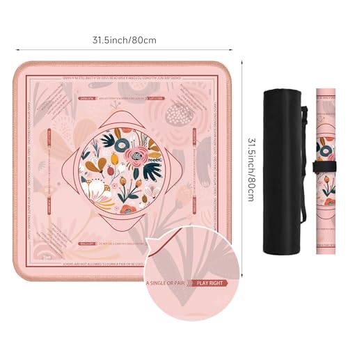 Deyimmei Mahjong Mat for Table - Non-Slip Mahjong Table Cover with Storage Pockets, Perfect Mahjong Accessories & Gifts for Women, Men, and Mahjong Enthusiasts (Blush Garden) - style: Blush Garden