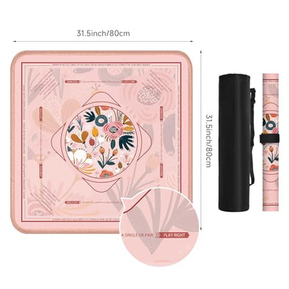 Deyimmei Mahjong Mat for Table - Non-Slip Mahjong Table Cover with Storage Pockets, Perfect Mahjong Accessories & Gifts for Women, Men, and Mahjong Enthusiasts (Blush Garden) - style: Blush Garden