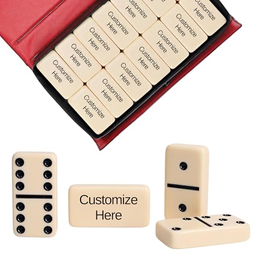 WE Games Personalized Double 6 Domino Set in Vinyl Case, Dominoes Set for Adults, Customized Gifts