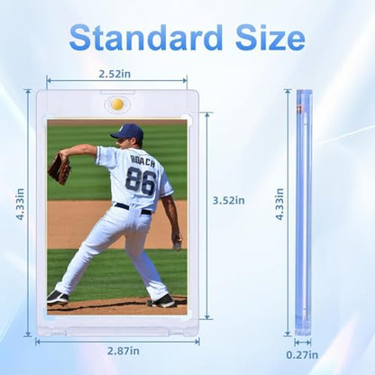 60ct Magnetic Card Holder, 35pt One Touch Card Holder for Trading Cards, Protectors Hard Plastic, U-V Protection Magnetic Display Case for Baseball, Game, Sports Cards - size: 60