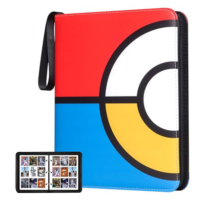 Collectible Trading Card Albums, 9 Pocket Trading Card Holder Fits 990 Cards With 55 Removable Sleeves Card Storage Organizer Case Compatible with Trading Card and Other Sports Cards - color: 990-RED&BLUE