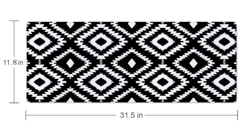 Desk Mat Large Mouse Pad, Black White Geometric Aesthetic XL Mouse Pad Extended Full Desk Gaming Mousepad XL Long Keyboard Mouse Mat Desk Pad 31.5''X11.8'' Desk Accessories for Women Men - color: Black White Geometric Pattern