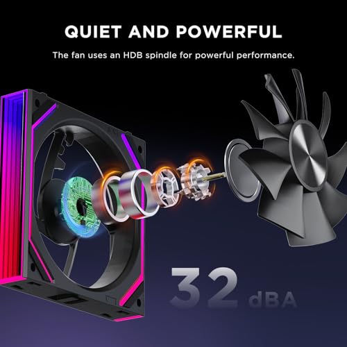 Interstellar V2 RS 120mm PC Reverse Blade Case Fan Infinity Mirror Module Daisy-Chain ARGB Fan Triple Pack Suitable Computer Cooling Fans 360mm AIO Cooler(Black) - color: V2RS Black Reverse-1Piece