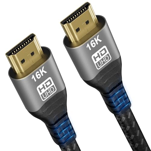 16K 10K 8K HDMI 2.2 Cable 1.6FT, 96Gbps Ultra High Speed HDMI Braided Cord, Support 16K@60Hz 12K@120Hz 10K@30Hz HDCP 2.2&2.3, Dynamic HDR,eARC,DTS:X, for Roku TV/HDTV/PS5/Xbox/Blu-ray - size: 0.5M/1.6Feet