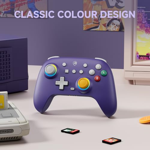 ECHTPower Switch Controller, Hall Joystick Controller for Switch 2 Retro Design, 2025 Wireless Switch Pro Controller with RGB/Turbo/Marko/Vibration, Wireless Gamepad for Switch 2/OLED/PC/Adroid/iOS