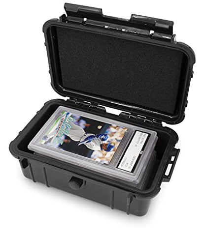 CASEMATIX Graded Card Case Compatible with 6+ BGS 8+ PSA FGS Graded Sports Trading Cards, Waterproof Graded Slab Card Storage Box with Card Carrying Case Impact Absorbing Foam Inserts