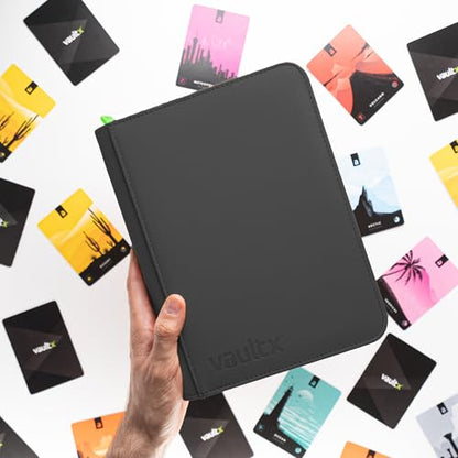 Vault X 4 Pocket Zip Binder, 160 Cards, Exo-Tec Material, 20 Side-Loading Pages (Black) - color: Black