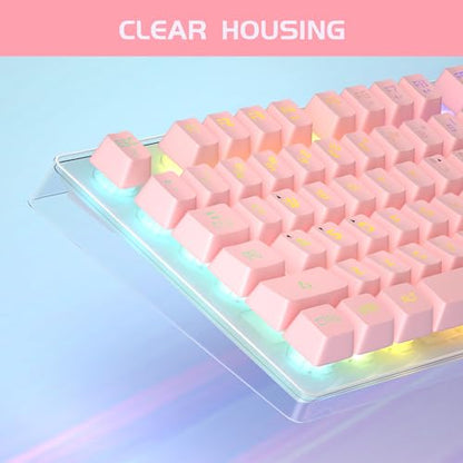 Gaming Keyboard and Mouse Combo, K1 RGB LED Backlit Keyboard with 104 Keys Computer PC Gaming Keyboard for PC/Laptop (Pink) - color: K1 pink