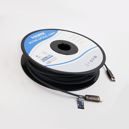 150 ft HDMI Cable 4K，Fiber Optic HDMI Cord (HDMI2.0b, 18Gbps, 4K 60Hz 4:4:4 RGB, 1080p), Ultra High Speed Uni-Directional Active Slim Cord, Compatible with PC Laptop PS3 PS4 Projector HDTV - size: 150 ft