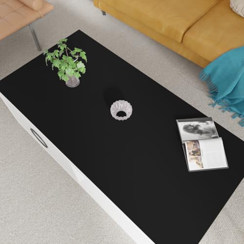 Faux Leather Table Cover,1.8mm Thick,24x60 Inch Desk Cover,Large Desk Mat,Table Protector,Table Cover Protector,Table Protectors for Rectangle Tables(Black+Black,24x60) - color: Black+black, size: 24" × 60"