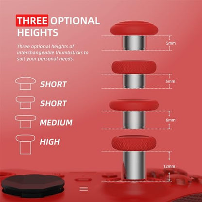 eXtremeRate 6 in 1 Metal Replacement Thumbsticks for Xbox Elite Series 2 Controller, Passion Red & Metallic Silver Swappable Magnetic Analog Stick Joystick Caps for Xbox Elite 2 Controller -Model 1797 - color: Passion Red & Metallic Silver
