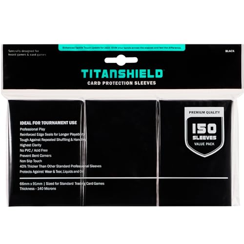 TitanShield Card Sleeves, Black (150 Sleeves) - Fits Pokemon, MTG - color: Black, size: Standard | 66x91mm