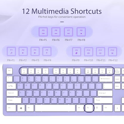 COLIKES Wired Keyboard, Ultra-Thin USB Wired Computer Keyboard, Low-Profile Keys, Spill-Resistant, Multimedia Keys, Compatible with Windows, Mac, Chrome, Linux, and Android-Purple - color: Purple