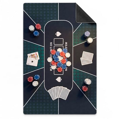 LAUSAINT HOME Poker Table Top Mat, No Crease EVA Poker Mat for Board Game Table Cover Layout Design, 6-8 Players Folding Portable Gaming Table Top, Texas Hold'em Blackjack, Casino, Card Game Night - size: Rectangle