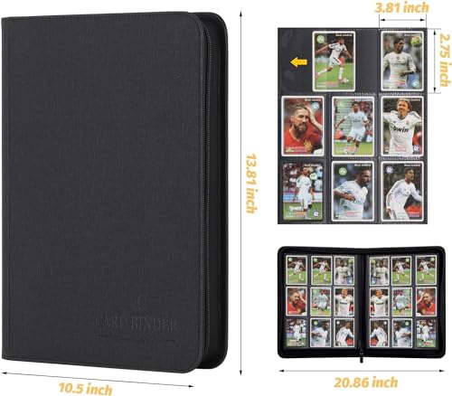 9 Pocket Card Binder, Premium Zip Trading Card Binder, 540 Double Sided Pocket PU Collection Binder, Collector Album, Card Folder for MTG, TCG, Sports Cards (Black) - color: black540