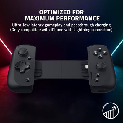 Razer Kishi V2 Mobile Gaming Controller for iPhone (Lightning): Console Quality Controls - Universal Fit w/ Extendable Bridge - Stream PC, Xbox, PlayStation Games - Customizable Triggers - Ergonomic - color: Black, style: Kishi V2