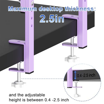 2-Tier Desk Shelf | Desk Organization Expandable Clamp on Desk Shelf Desktop Accessories for Offices and Game Rooms (Purple) - color: Purple