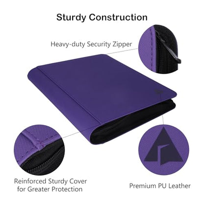 Top loader Binder, Holds 504 Top loaders, 9-Pocket Top Loader Binders with Sleeves for TCG & Sports Cards in 3'' x 4'' Top loaders -Purple - color: Purple