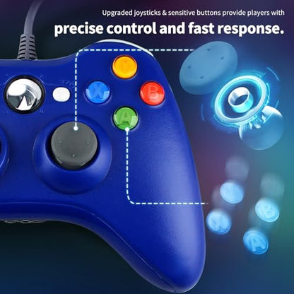 OSTENT Wired USB Controller Gamepad Joystick for Microsoft Xbox 360 Console Windows PC Laptop Computer Video Game Color Blue - color: Blue