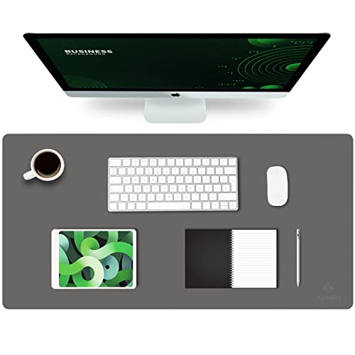 K KNODEL Large Office Leather Desk Mat, Mouse and Keyboard Pad, Computer and Laptop Mat, Desktop Protector and Cover, Writing Pad and Blotter (31.5"x15.7", Dark Gray) - color: Dark Gray, size: 31.5" x 15.7"