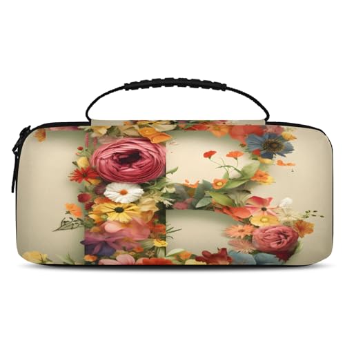 Adornori Letter B Carry Case Compatible with Nintendo Switch 2, with 20 Games Cartridges, Flower Letter B Portable Travel Carrying Case Pouch for Accessories & Games - color: Multicolor 3