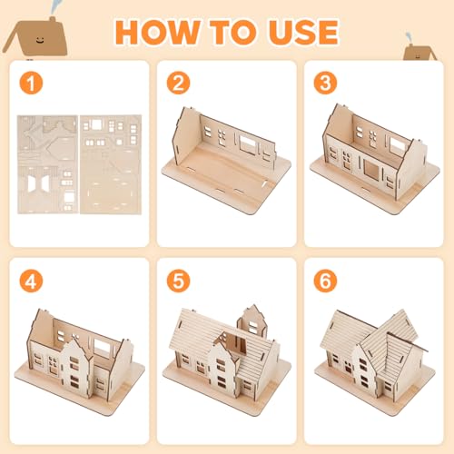 1 Set 3D Wooden Puzzles House Model Building Kit, DIY Wood Cabin Kit for Adults to Build, Creative 3D Tiny Home Model House Jigsaw Puzzles Toys for Kids and Adults
