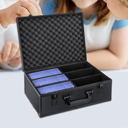 Card Storage Box Aluminum Alloy Card Storage Case with Trading Card Collection Box EVA Foam Protection Organizer for, 6 Compartments - size: 6 Compartments