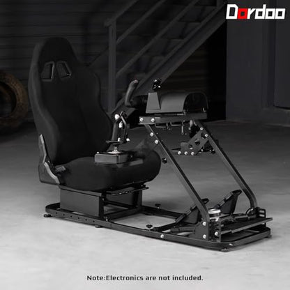 Dardoo Flight Sim Cockpit With Seat Adjustable Racing Wheel Stand for Driving and Flight Fit for Thrustmaster T80 T150 HOTAS Warthog, for Logitech G920 G923 Without Wheel Shifter and Pedal
