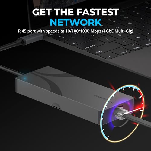 SABRENT USB-C 6-Port Hub & M.2 SSD Dock, 4K HDMI, 90W PD (HB-6PNV) | M.2 SSD slot; USB 3.0 & 2.0; 4K HDMI; RJ45 Gigabit Ethernet; 90W power delivery - color: Dark Gray