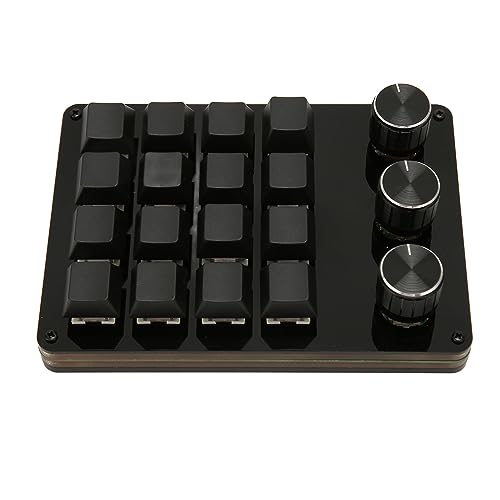 VBESTLIFE One Handed Macro Programmable Keyboard, 16 Keys 3 Knobs Blue Switch Mechanical Gaming Keyboard, Gaming Keyboard, Custom Shortcut, Detachable Cable, for Gaming Office