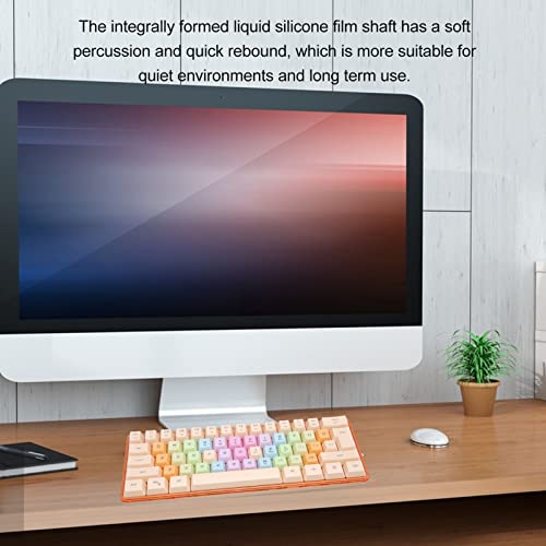 61 Keys Mechanical Gaming Keyboard RGB Backlit Compact 60 Percent Wired Keyboard with Colorful Keycaps for PC, Office Amp,Gaming Portable Mini Keyboard with Optical Switches (Apricot) - color: Apricot