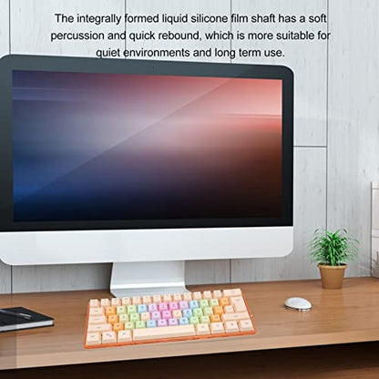 61 Keys Mechanical Gaming Keyboard RGB Backlit Compact 60 Percent Wired Keyboard with Colorful Keycaps for PC, Office Amp,Gaming Portable Mini Keyboard with Optical Switches (Apricot) - color: Apricot