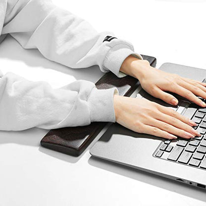 Wooden Keyboard Wrist Rest and Mouse Pad - Solid Wood Palm Rest Guard, Wenge, 14.2in - color: Wenge, size: 14.2in