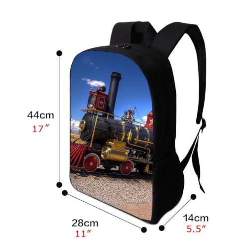 Train Backpack 17 Inch Bookbag Studuent School Bag for Kids Boys Girls Mens, Black - color: Black Train