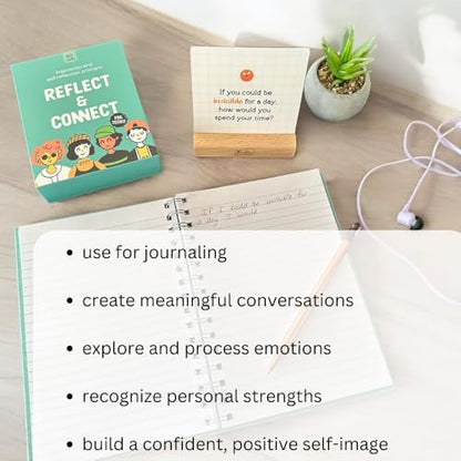 Conversation Cards for Teens – Motivational & Affirmation Quote Deck with Journal Prompts, Double-Sided with Display Stand | Therapy & Classroom Supplies for Teachers, Counselors & Parents