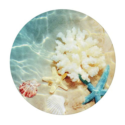 Famame Sea Beach Underwater Starfish Fitted Round Tablecloth Waterproof Table Cloth with Elastic Edge Wipe Clean Table Covers for Indoor Outdoor Fits 45"-50", Medium - color: Sea Underwater Starfish
