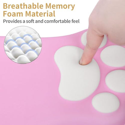 L-SPOUTTO Ergonomic Mouse Pad with Wrist Rest,Pink Mouse Pad Wrist Support | Cute Cat Paw Comfortable Massage Design,Computer Pain Relief Mousepad with Non-Slip PU Base for Desk Laptop Gaming,Pink - color: Pink