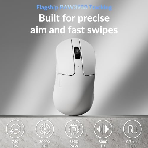 Keychron M3 Mini 8K Wireless Gaming Mouse, 55g Lightweight, PixArt 3950 Sensor, 30K DPI, Bluetooth 5.3/2.4GHz/Wired, Programmable, 140H Battery, for Mac/Windows/Linux - White - color: White