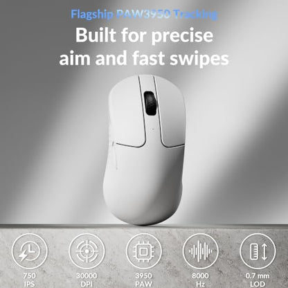 Keychron M3 Mini 8K Wireless Gaming Mouse, 55g Lightweight, PixArt 3950 Sensor, 30K DPI, Bluetooth 5.3/2.4GHz/Wired, Programmable, 140H Battery, for Mac/Windows/Linux - White - color: White