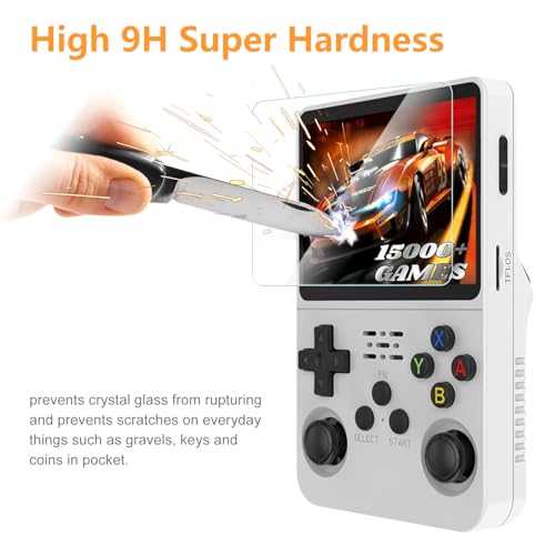 Hianjoo 3-Pack Screen Protector Compatible with R36S/ R35S/ RGB20S 3.5" Handheld Game Console, Tempered Glass [HD Clarity] [9 Hardness] [Anti-Scratch]