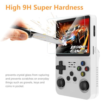 Hianjoo 3-Pack Screen Protector Compatible with R36S/ R35S/ RGB20S 3.5" Handheld Game Console, Tempered Glass [HD Clarity] [9 Hardness] [Anti-Scratch]