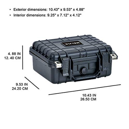 MEIJIA Portable All Weather IP67 Waterproof Protective Case,Hard Camera Case,Dry Case with Customizable Foam,Fit Use Of Drones,Camera,Equipments,10.62 x9.68x4.87inches - color: Elegant Black