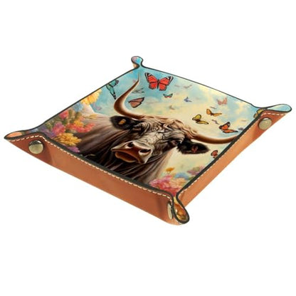 Highland Cow Flower Dice Tray Dice Rolling Tray Folding Dice Holder for Dice Games, Like RPG, DND and Other Table Games - color: Multi 20