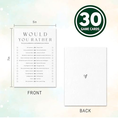 Party Games for Adults & Birthday Games for Bachelorette, Office – Would You Rather - 30 Pcs Ice Breaking Cards, Add Laughter and Conversation to Any Celebration (5" x 7")- A06 - color: Would You Rather